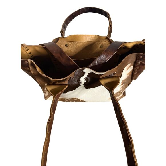 CYDWOQ Bright Leather Cowhide Tote Shoulder Bag - Picture 4 of 6